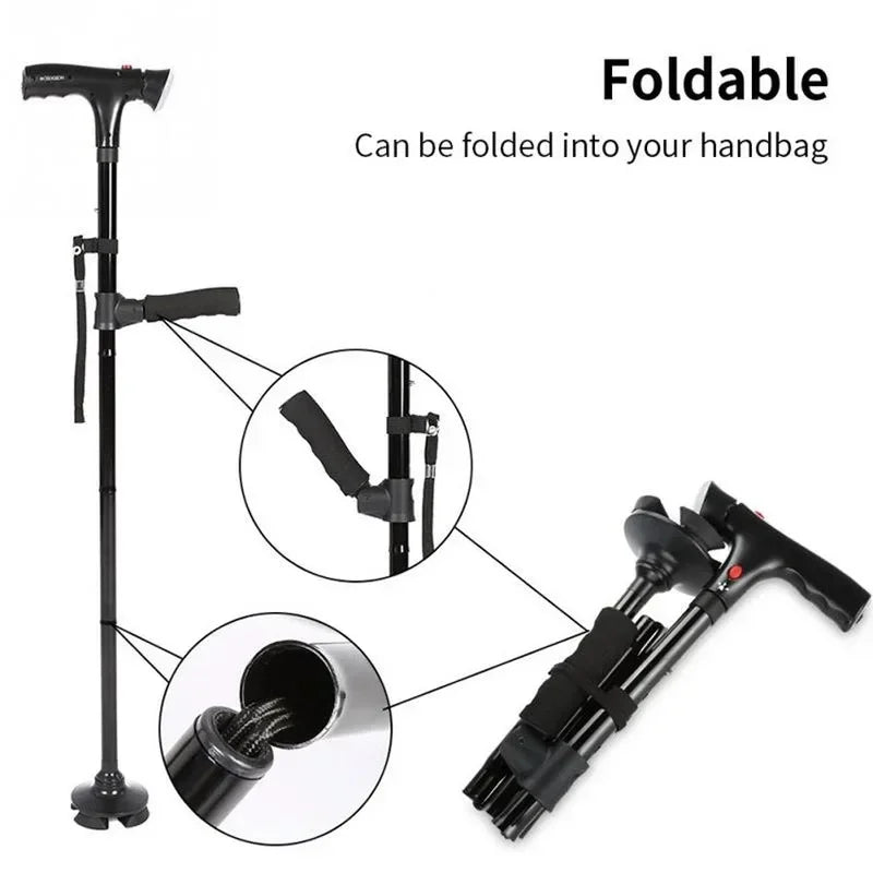 🔥 Collapsible Folding Walking Cane with LED & Alarm for Seniors🔥